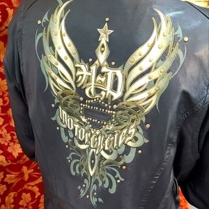 Harley Davidson Embroidered Leather Jacket Size Large In Excellent Condition.